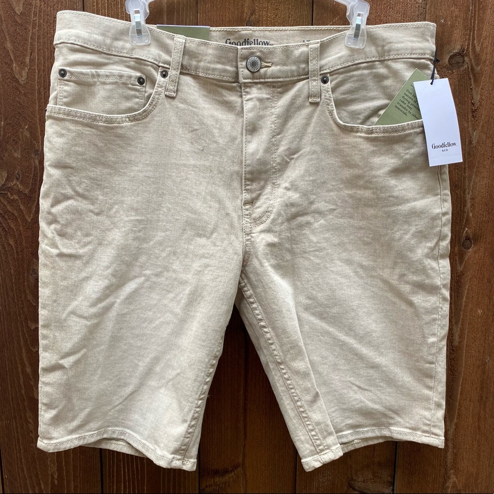 Goodfellow cream denim-feel shorts, 36 slim